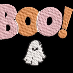 Halloween Boo! and a Ghost Embroidery Digital Download 8 Formats: dst, exp, hus, jef, pec, pes, vip, xxx