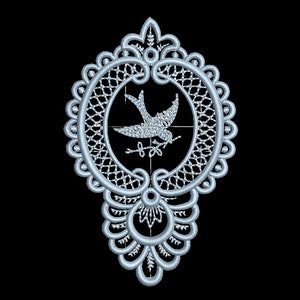 Vintage Sparrow Frame Embroidery Digital Download 8 Formats: dst, exp, hus, jef, pec, pes, vip, xxx