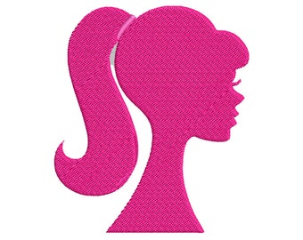 Girl Side View Silhouette Pony Tail Embroidered Iron-On Patch or Sewing Patch