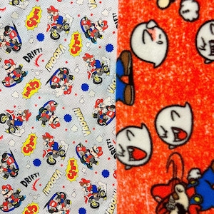 Handmade Super Mario Reversible Fleece Cotton Large Children&#39;s Blanket 44&quot; wide x 55&quot; Long