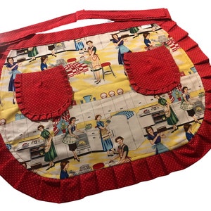 Handmade Beautiful Reversible Apron With Pockets & Cute Ruffles, Mother's Day Gifts, Valentine's Gift, Kitchen, Cook, Cocina, Mama