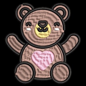Cute Heart Love Teddy Bear Embroidery Digital Download 8 Formats: dst, exp, hus, jef, pec, pes, vip, xxx