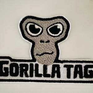 Gorilla Tag Face & Name Embroidered Iron-On Patch or Sewing Patch