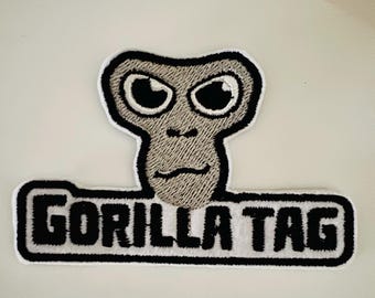 Gorilla Tag Face & Name Embroidered Iron-On Patch or Sewing Patch