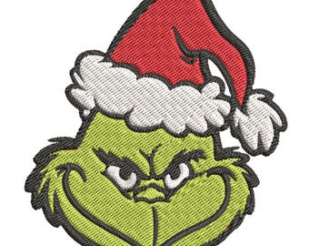 Bestickter Grinch Smirk Gesicht Patch – Weihnachten Bügelbild – 10,5 x 10,5 cm Grinch Stickerei – Weihnachtsgeschenk – Süßes lustiges Grinch Gesicht