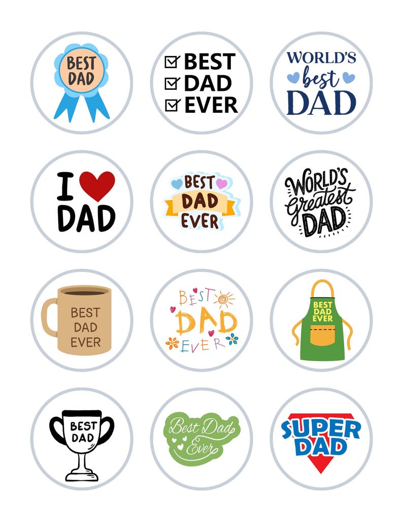 Top Dad Sticker Best Dad Sticker Templates - Etsy