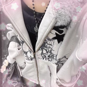Fur hoodie zip y2k - Etsy 日本