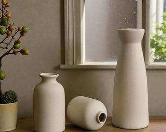 Modern Ceramic Vase Set, Abstract  Design, Minimalist Home Decor, Modern Sculptural, Neutral, Minimalist, Gift for Her, Gift for Birthday