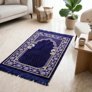 turkish prayer rug seccade, islamic prayer mat, velvet texture, handwoven style, floral border design, soft prayer carpet, muslim gift, ramadan gift, eid gift, prayer room decor, islamic home decor, portable prayer mat travel, daily salah mat, sajjadah, traditional turkish seccade rug, ethnic motif rug, premium woven mat, comfortable kneeling rug, prayer corner setup, hajj umrah gift, gift for parents, gift for her,