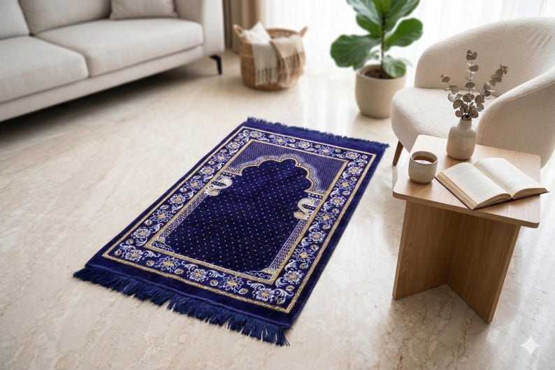 turkish prayer rug seccade, islamic prayer mat, velvet texture, handwoven style, floral border design, soft prayer carpet, muslim gift, ramadan gift, eid gift, prayer room decor, islamic home decor, portable prayer mat travel, daily salah mat, sajjadah, traditional turkish seccade rug, ethnic motif rug, premium woven mat, comfortable kneeling rug, prayer corner setup, hajj umrah gift, gift for parents, gift for her,
