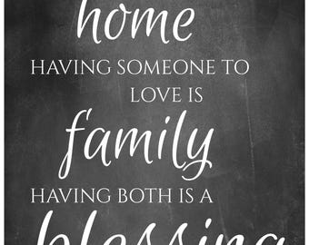 Impresión artística de pared con bendición familiar