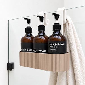 TAVO  Porta Shampoo Doccia da Appendere | Organizer Bagno Senza Fori | Shower Caddy | Porta Sapone e Asciugamano