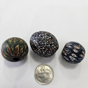 Ancient Jatim Glass Beads Set of 3 Majapahit Java 400-900 AD Mosaic Ancient Bead