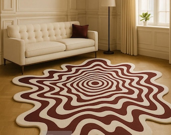 Alfombra de lana tejida a mano, moderna, abstracta, de forma irregular, ideal para la decoración de la sala de estar.