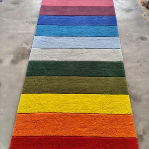 Moderner Tufted Regenbogen Läufer Teppich Wolle Flur Teppich Bunt Modernes Wohndekor Bild 3