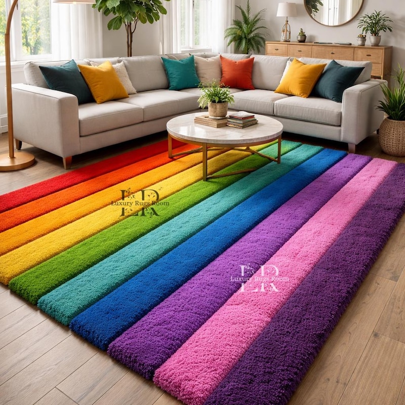 Wool Rainbow Rug Rainbow Rugs - Etsy