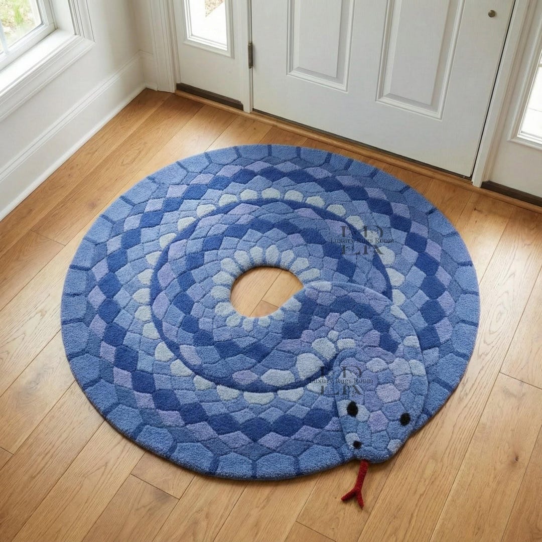 Hand Tufted Snake Wool Rug , Animal Pattern Rug , for Entryway, Living ...