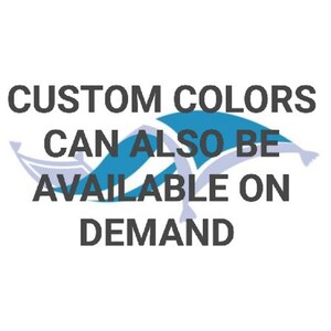 K&ouml;nnte beinhalten: Wei&szlig;er Hintergrund mit dem Text "CUSTOM COLORS CAN ALSO BE AVAILABLE ON DEMAND" in Dunkelgrau. Eine blau-wei&szlig;e Grafik befindet sich in der Mitte des Bildes.