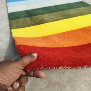 Moderner Tufted Regenbogen Läufer Teppich Wolle Flur Teppich Bunt Modernes Wohndekor Bild 2
