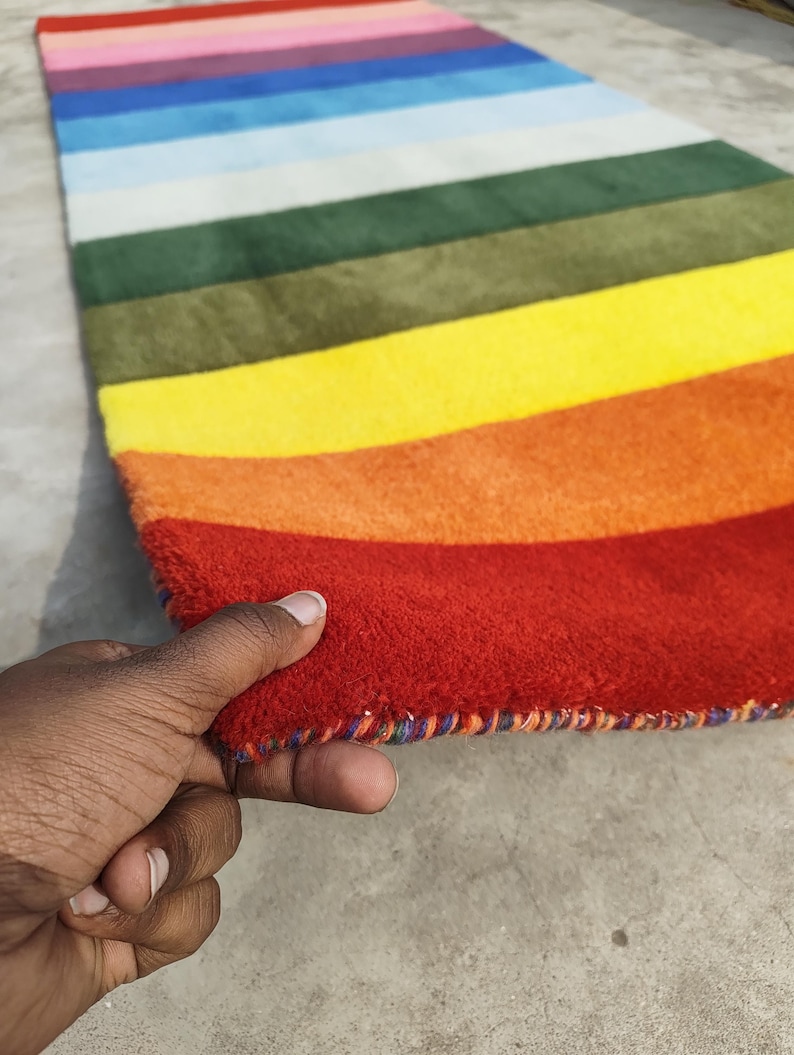 Moderner Tufted Regenbogen Läufer Teppich Wolle Flur Teppich Bunt Modernes Wohndekor Bild 2