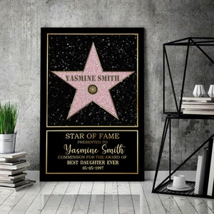 Wall Decor Wall Hangings Birthday Gift Ideas Hollywood Star Personalised  Printed Poster Love Movie Fan Gift ChJL34 Star Of Frame Print Hollywood  Walk of Fame Home Decor etna.com.pe