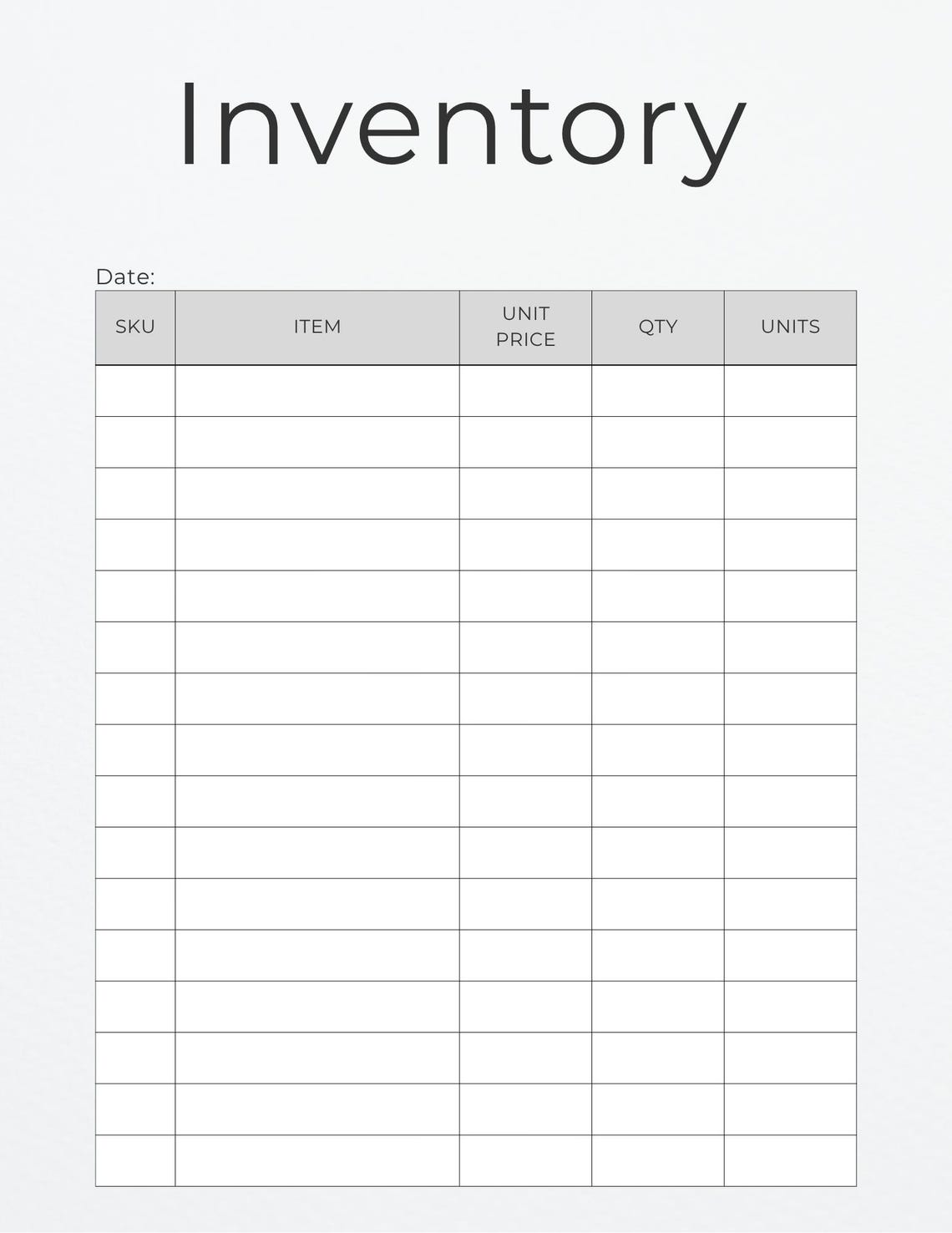 Inventory Tracker Printable: Simple 8.5x11 Sheet (digital Download) - Etsy