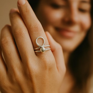 Handmade Sterling Silver Loop Ball Ring | Minimalist Sculptural Jewelry