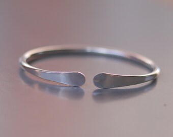 925 Sterling Silver Open Cuff Bracelet, Minimalist Silver Bangle, Handmade Adjustable Cuff, Stackable Bracelet Gift for Her, Lightweight