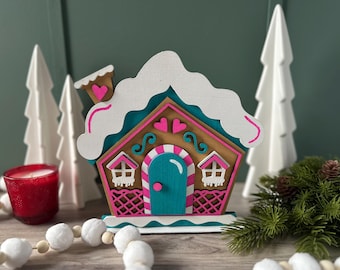 Kit de casa de jengibre de madera para niños | Proyecto de pintura navideña | Manualidad navideña | Decoración invernal