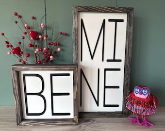 Letreros de madera para San Valentín "Be Mine" | Decoración rústica para repisas | Decoración de San Valentín