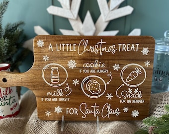 Bandeja de galletas de madera de Papá Noel | Golosinas para Papá Noel | Tablero para el querido Papá Noel | Decoración rústica moderna para fiestas