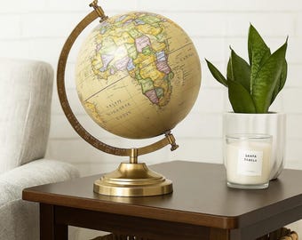 Globo terrestre vintage, globo decorativo educativo para decoração de casa - 20 cm de diâmetro - Presente