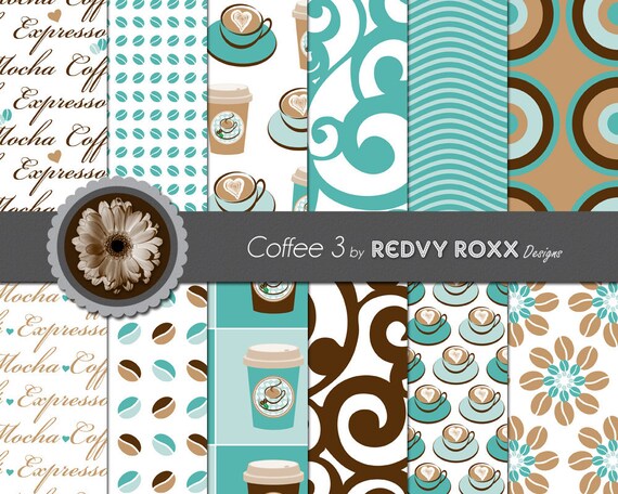 Items similar to Printable Coffee 3 Patterns on Etsy