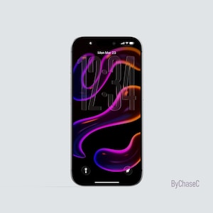 Neon Abstract Fluid Wallpaper 4K - Lila Pink AMOLED Hintergrund, irisierendes 3D Glas Design, iPhone Android Sperrbildschirm, digitaler Download