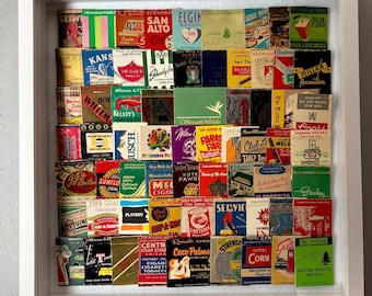 Vintage Matchbook Artwork, Framed Collage