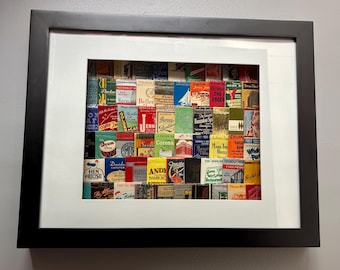 Vintage Matchbook Art, Framed Wall Decor