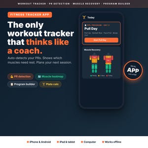 Workout Tracker App, Gym Log and Workout Planner with Progress Charts, iPhone Android iPad