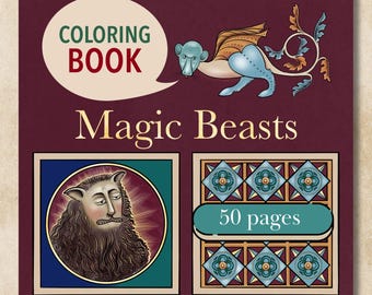 Libro para colorear de bestias medievales (PDF) / Bestias mágicas de manuscritos y bestiarios medievales / Páginas para colorear imprimibles para adultos