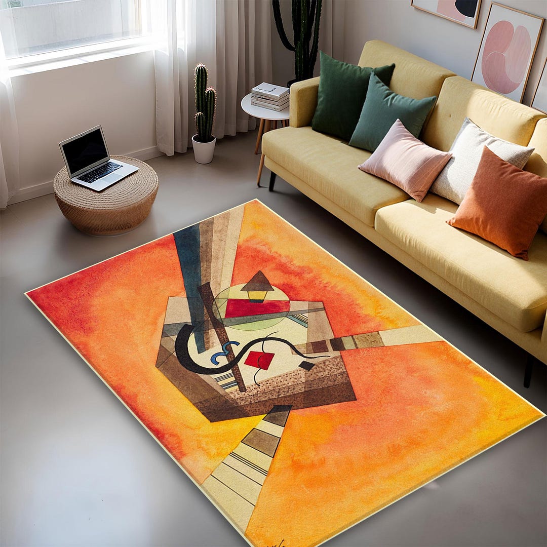 Kandiski Rug Kandinsky Central Line Rug, Abstract Geometric Art, Colorful Area Rug ...