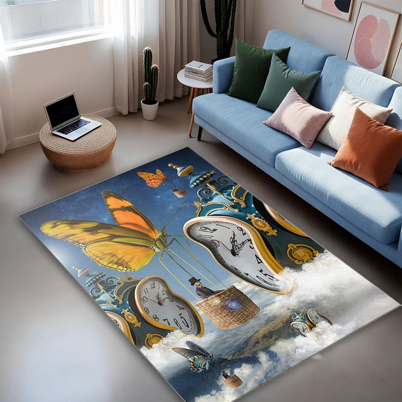 Salvador Dali Melting Clock Rug, Surrealist Time Travel Carpet ...