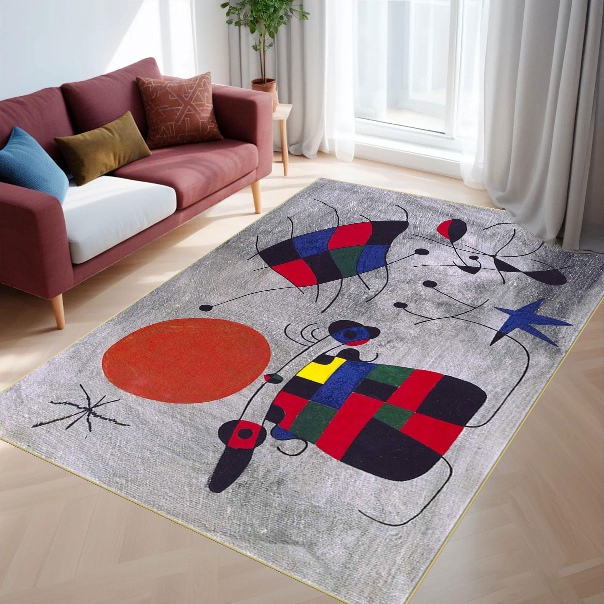 Miro Design Rug Joan Miró Style Abstract Area Rug, Colorful Modern Digital Print Carpet ...