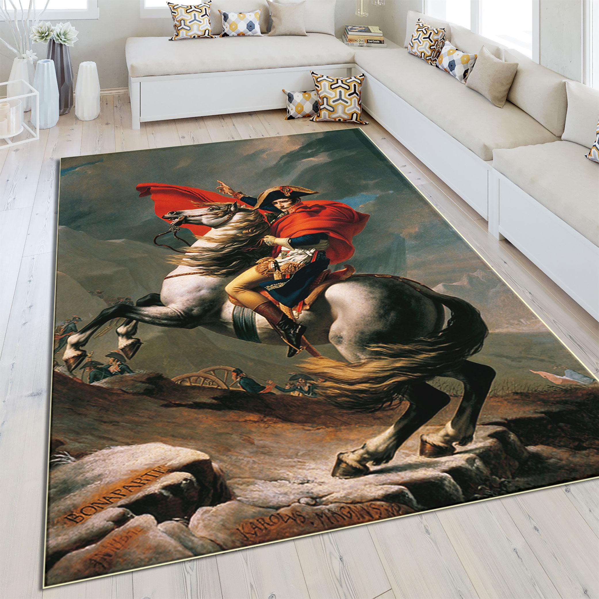 Napoleon Crossing the Alps Rug, Neoclassical History Art Carpet