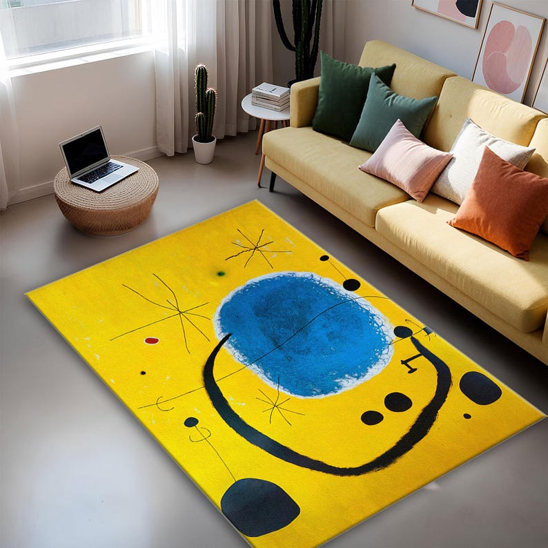 Miro Design Rug Joan Miro Art Rug, Surrealist Painting, Modern Home Decor - Etsy