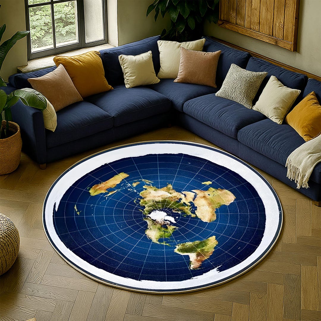 Alexander Gleason Flat Earth Map Rug, Vintage Style Antique Geography ...