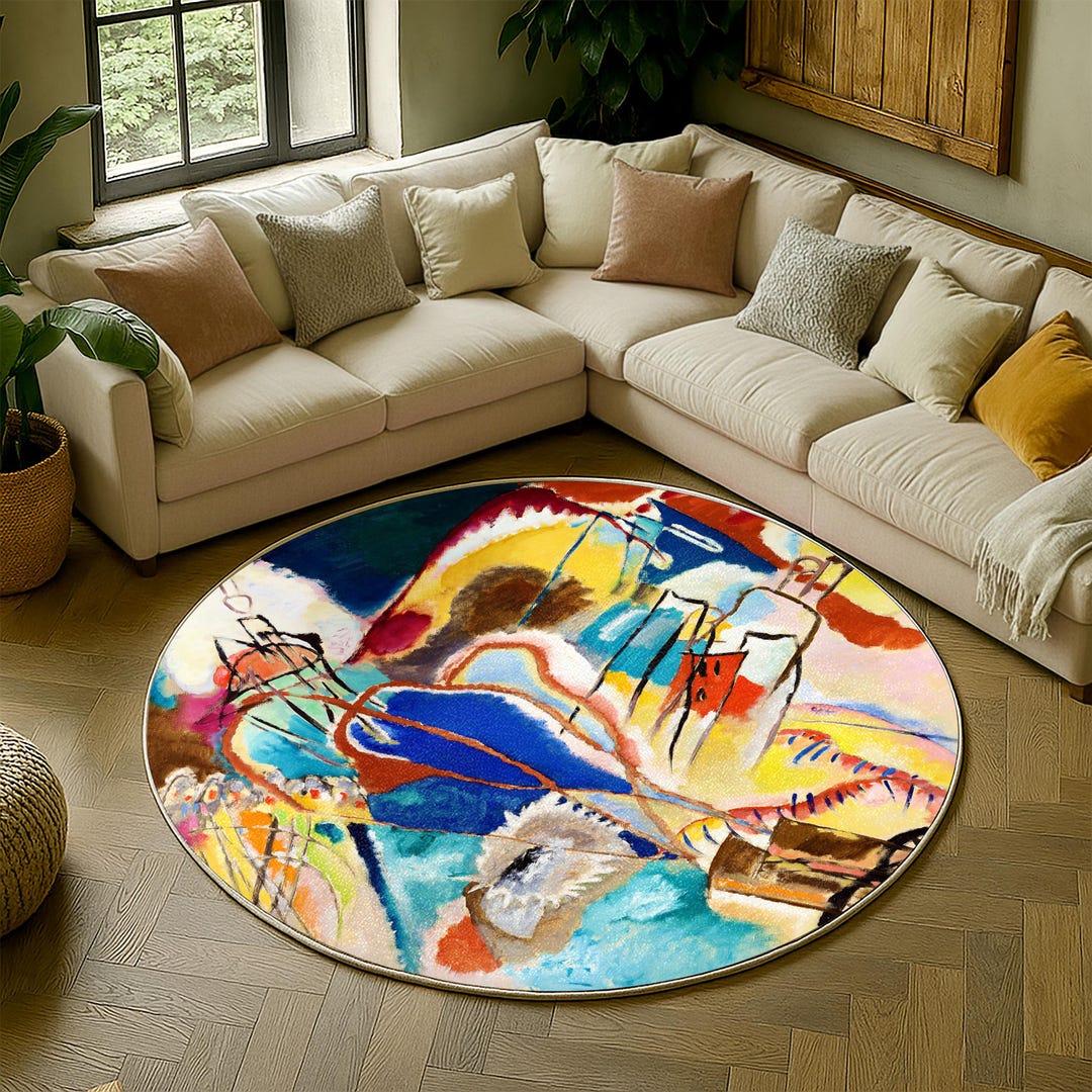 Kandiski Rug Kandinsky Abstract Art Rug, Modern Bauhaus Style, Washable Floor Decor ...