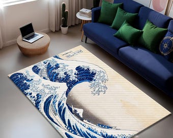 Wave off Kanagawa Rug, Japanese Art Ukiyo-e Area Rug