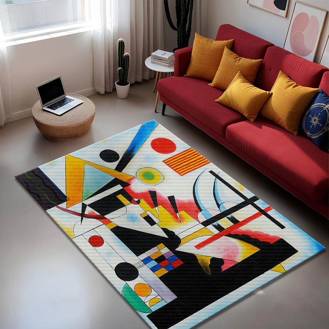 Kandiski Rug Kandinsky Art Rug, Modern Abstract Geometric Colorful Print - Etsy