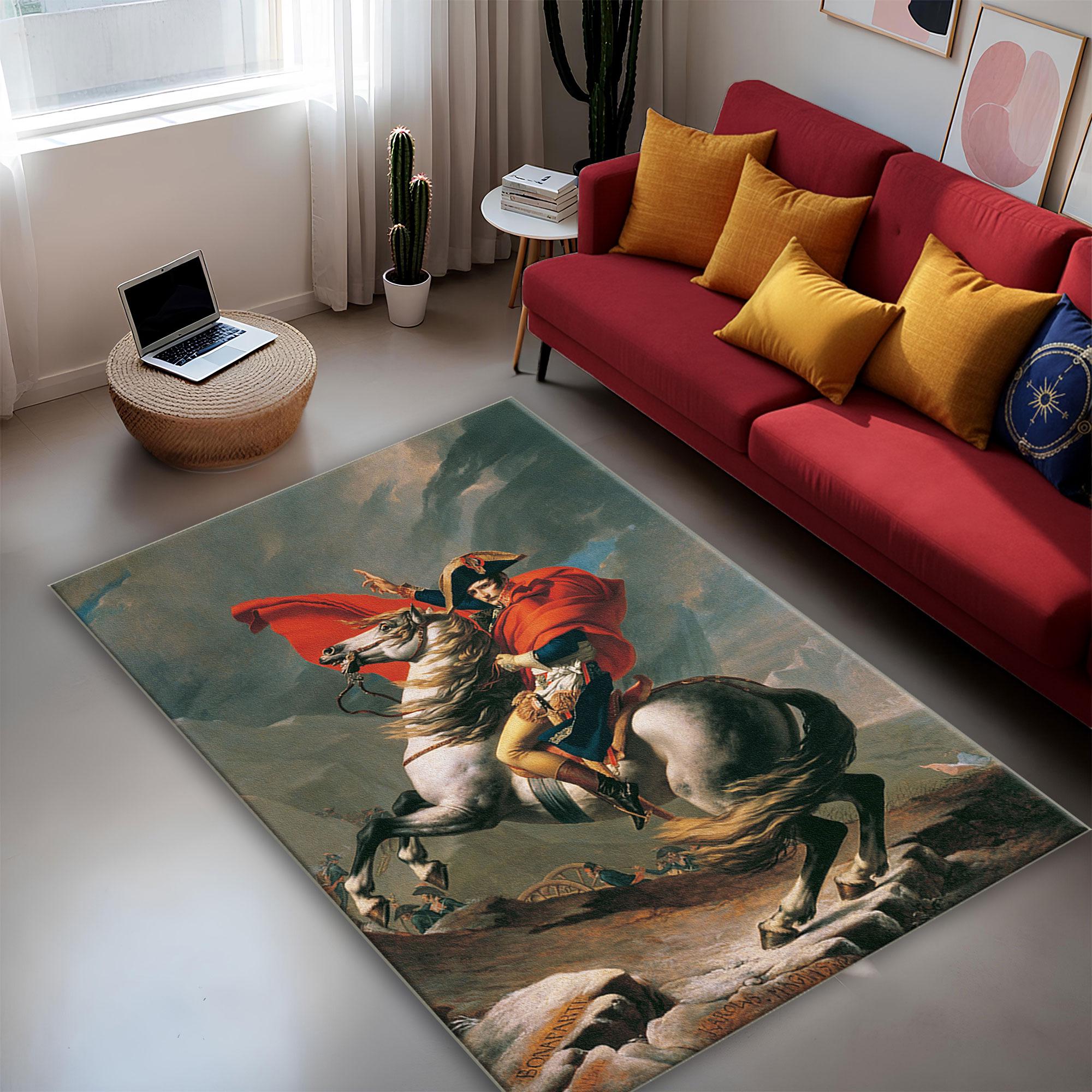 Napoleon Crossing the Alps Rug, Neoclassical History Art Carpet