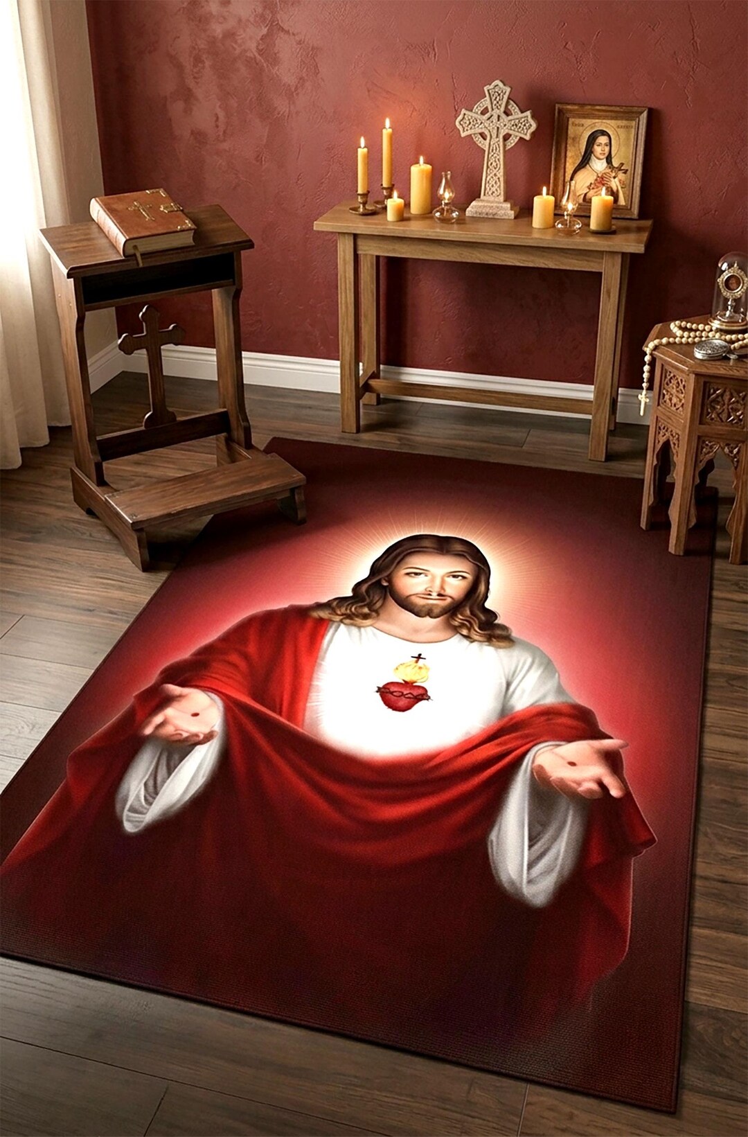 Jesus Rugs Graphics Jesus Divine Mercy Rug, Christian Religious Area Carpet, Catholic Home ...