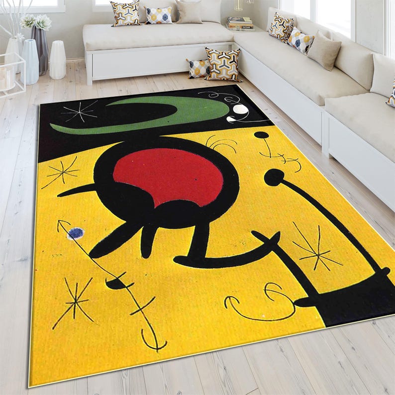 Miro Design Rug Joan Miro Style Rug, Modern Abstract Art, Colorful Home Decor - Etsy